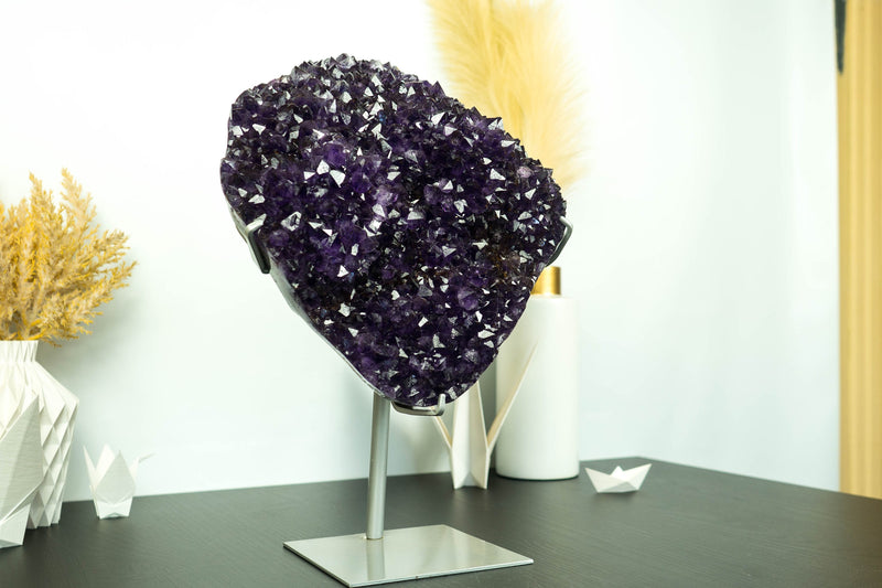 Large Dark Purple Grape Jelly Amethyst Geode Cluster on Stand