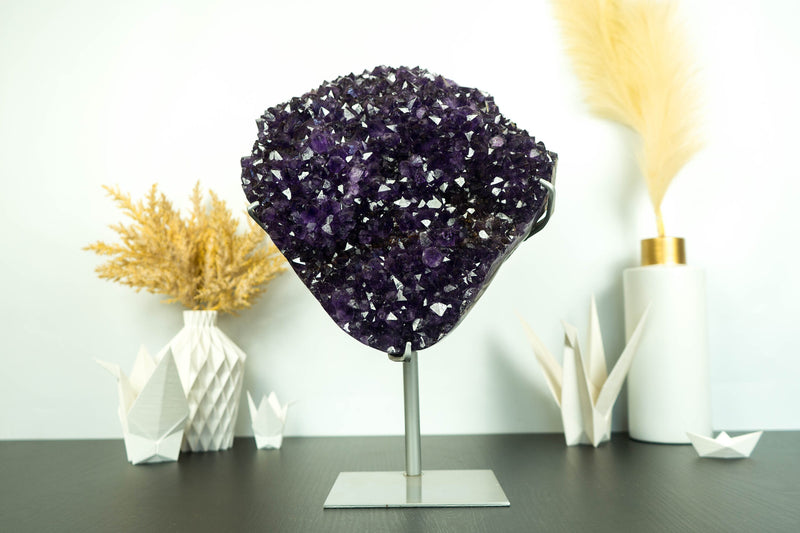 Large Dark Purple Grape Jelly Amethyst Geode Cluster on Stand