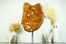 Deep Orange Citrine Cluster with Calcite Inclusions on Stand, 12.9 Kg - 28.3 lb - E2D Crystals & Minerals