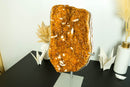 Deep Orange Citrine Cluster with Calcite Inclusions on Stand, 12.9 Kg - 28.3 lb - E2D Crystals & Minerals