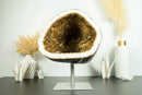 Citrine Geode Cathedral with Sparkly Orange Citrine Points on Stand