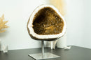 Citrine Geode Cathedral with Sparkly Orange Citrine Points on Stand