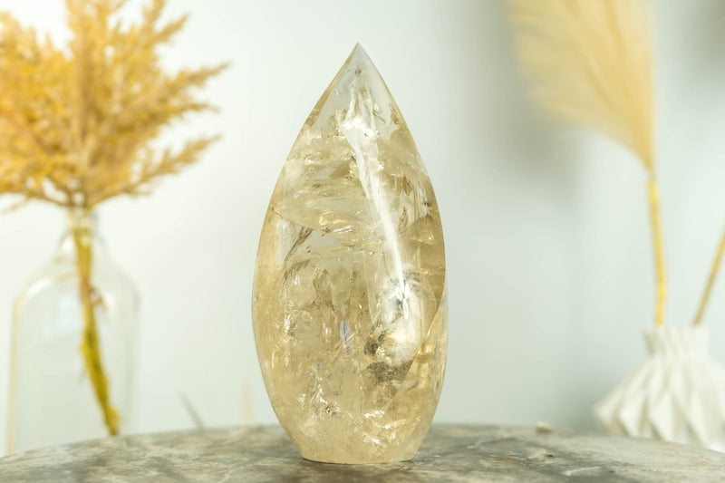 Gorgeous Large Untreated Golden Yellow Citrine Tower filled with Rainbows