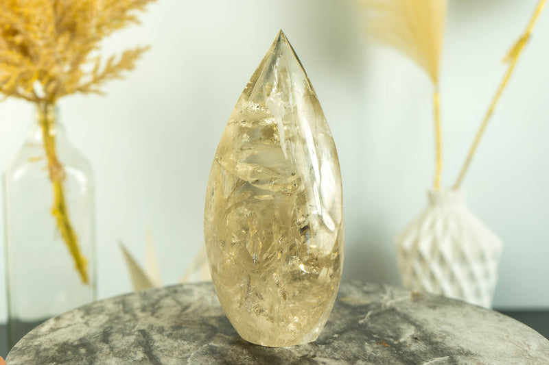 Gorgeous Large Untreated Golden Yellow Citrine Tower filled with Rainbows