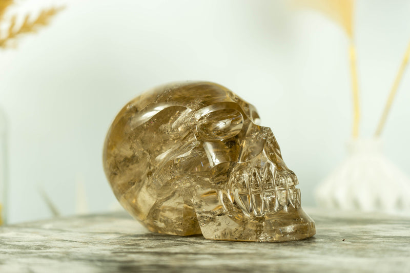 Rare Large Citrine Crystal Skull with AAA Golden Orange Citrine