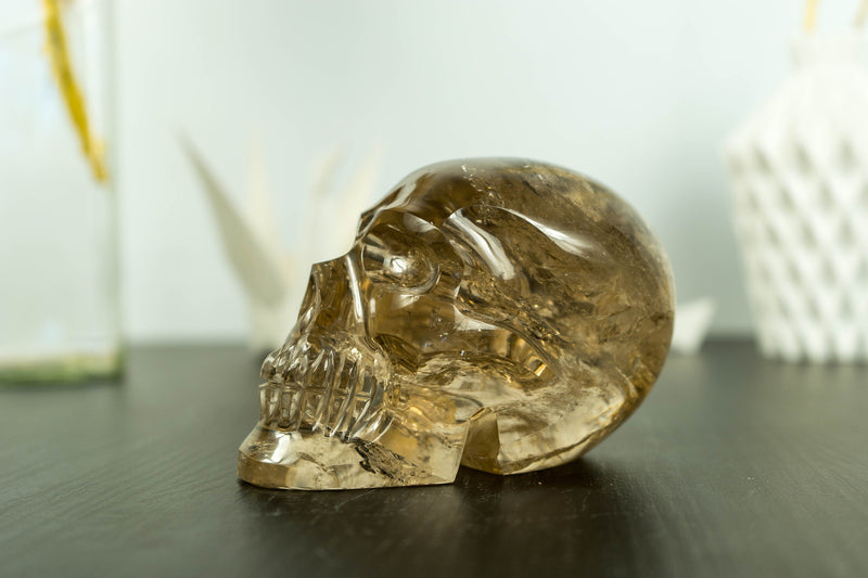 Rare Large Citrine Crystal Skull with AAA Golden Orange Citrine