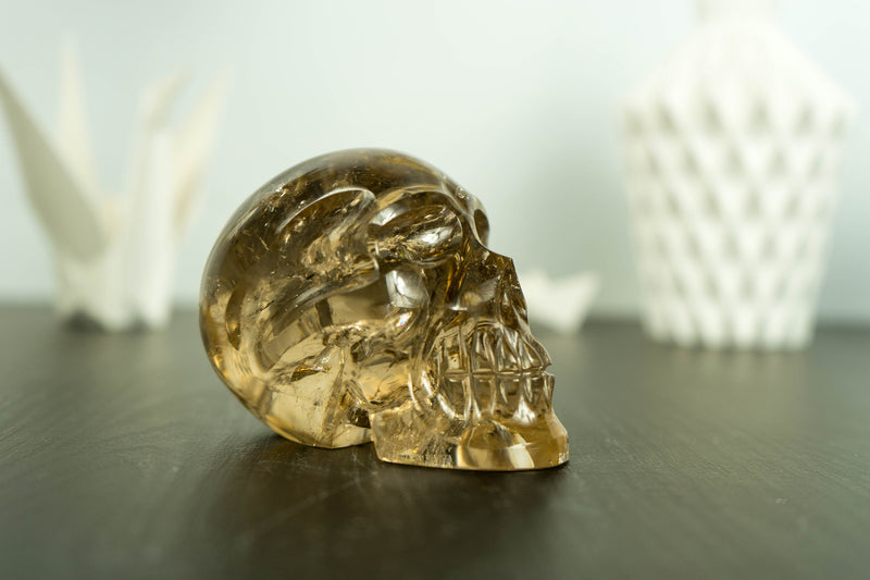 Gorgeous AAA Untreated Natural  Citrine Crystal Skull