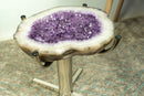 Amethyst Geode End Table on Handmade Inox Base with Lavender Purple Amethyst
