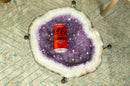 Amethyst Geode End Table on Handmade Inox Base with Lavender Purple Amethyst