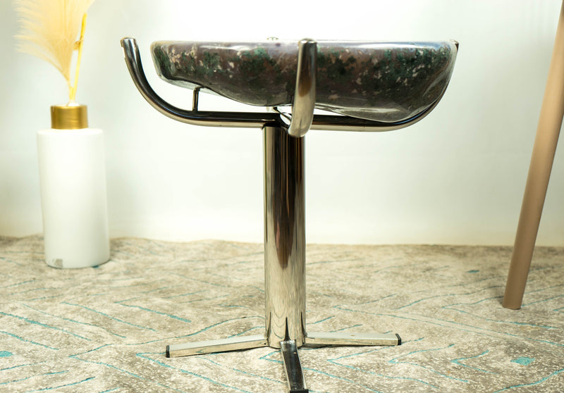 Amethyst with Blue Banded Agate Side Accent Table on Handmade Inox Base