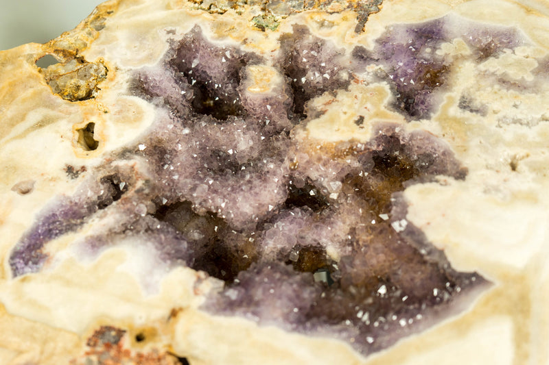 Couchtisch (oder Beistelltisch) aus Kristall mit einer seltenen rosa Amethyst-Geode