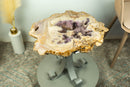 Couchtisch (oder Beistelltisch) aus Kristall mit einer seltenen rosa Amethyst-Geode