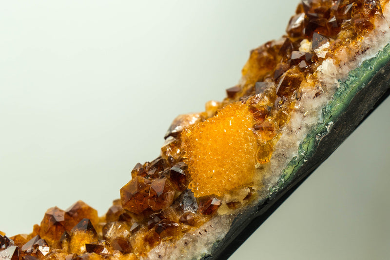 Rare Large Citrine Geode Slice with Deep Orange Citrine Druzy