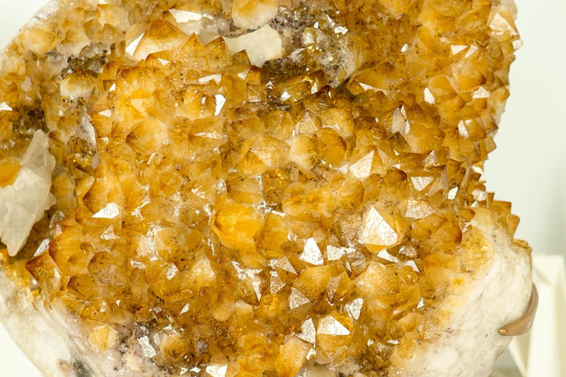 Rare Yellow Citrine Cluster with XL Citrine Flower Rosette on Made-To-Order Display