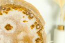AAA Large Natural Undyed Golden Lace Agate Slice with Flower Rosette