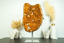 Deep Orange Citrine Cluster with Calcite Inclusions on Stand, 12.9 Kg - 28.3 lb - E2D Crystals & Minerals