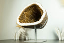 Citrine Geode Cathedral with Sparkly Orange Citrine Points on Stand
