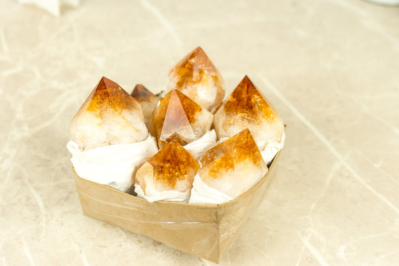 Wholesale AAA Large Citrine Points Flat Box with Only High Quality Natural Citrine Points in Bulk