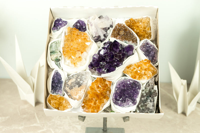 High-Quality Amethyst Citrine, Rare Amethyst Clusters Wholesale Flat Box