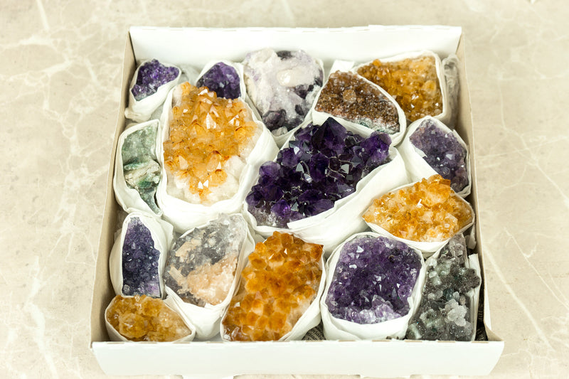 Hochwertiger Amethyst Citrin, seltene Amethyst Cluster Großhandel flache Box