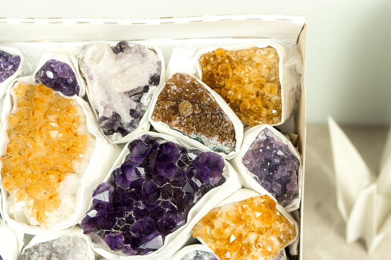 High-Quality Amethyst Citrine, Rare Amethyst Clusters Wholesale Flat Box