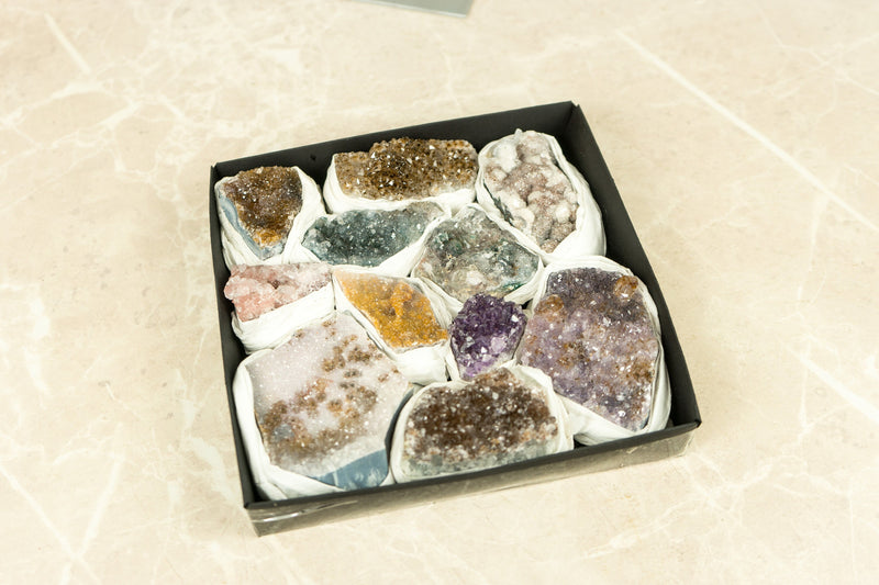 Flat Box of Rare Amethyst Clusters, Display Amethyst Crystal Flat, Wholesale Bulk Lot