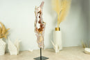 Tall Pink Amethyst Geode Slice on Stand with Rose and Red Sugar Druzy Amethyst