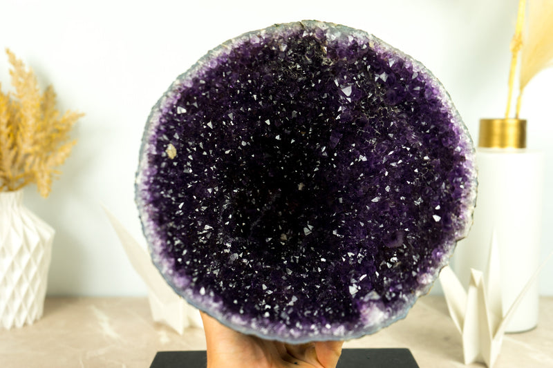 Alle natürlichen Amethyst Geode Höhle mit tief lila Galaxy Amethyst Druzy