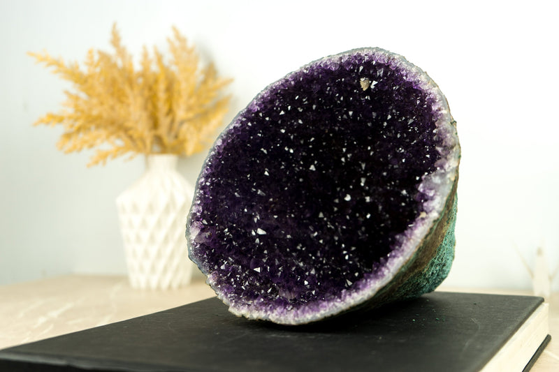 Alle natürlichen Amethyst Geode Höhle mit tief lila Galaxy Amethyst Druzy