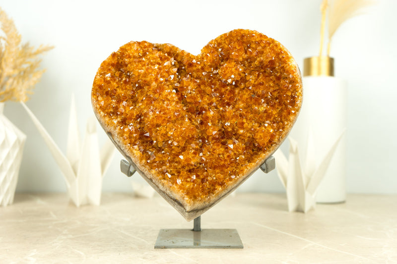 Large Citrine Heart with Deep Orange, Galaxy Citrine Druzy - 4.5 Kg - 9.8 lb - E2D Crystals & Minerals