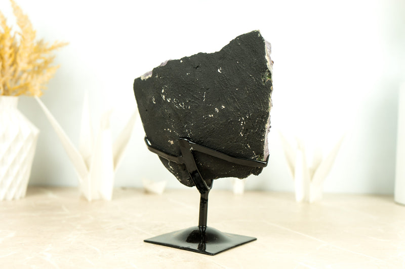 Natural Deep Purple Amethyst with Large, Intact Geometrical Calcite for Display