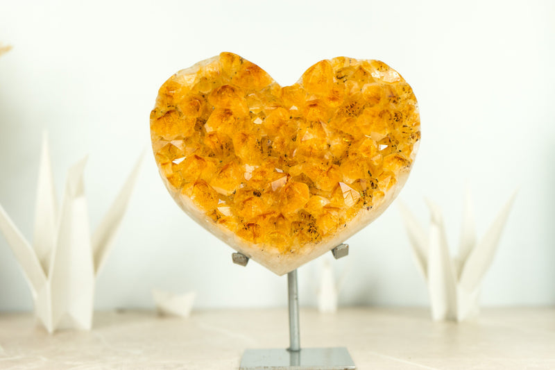 Citrine Crystal Heart of AAA-Grade Citrine Druzy with Deep Yellow Citrine