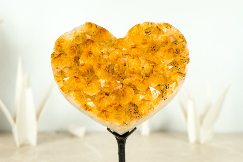 Citrin-Kristallherz aus AAA-Qualitäts-Citrin-Druzy mit tiefgelbem Citrin