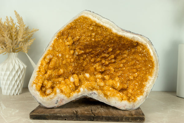 Citrine Geode Cathedral with Deep Orange Citrine Points and Flower Stalactites, Natural & Ethical - 14.8 Kg - 32.6 lb - E2D Crystals & Minerals