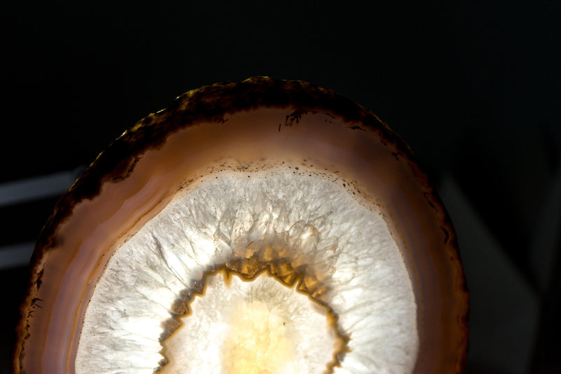Natural Lace Agate Slice with White Sugar Druzy, and Dichroic Effect, Undyed