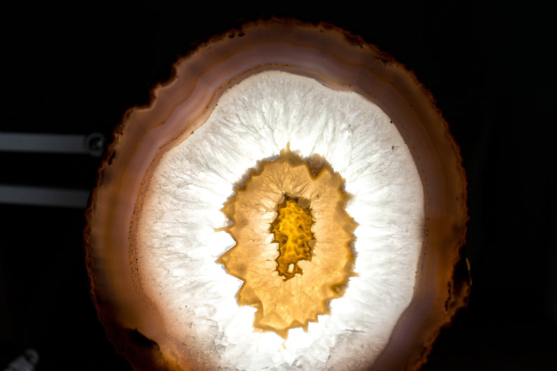 Natural Lace Agate Slice with Dichroic Effect and White Sugar Druzy, Undyed