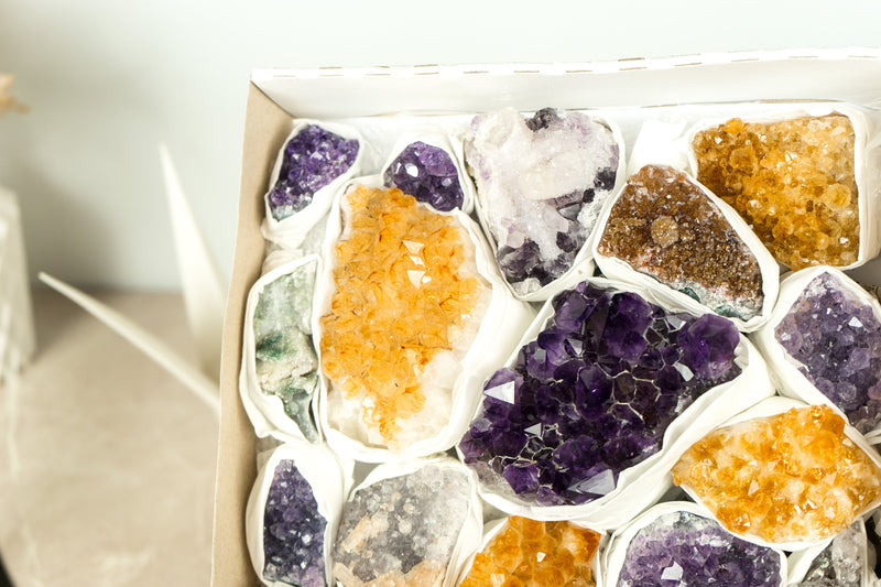 High-Quality Amethyst Citrine, Rare Amethyst Clusters Wholesale Flat Box