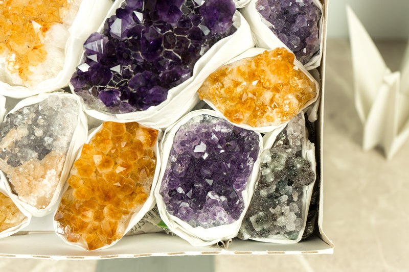 High-Quality Amethyst Citrine, Rare Amethyst Clusters Wholesale Flat Box