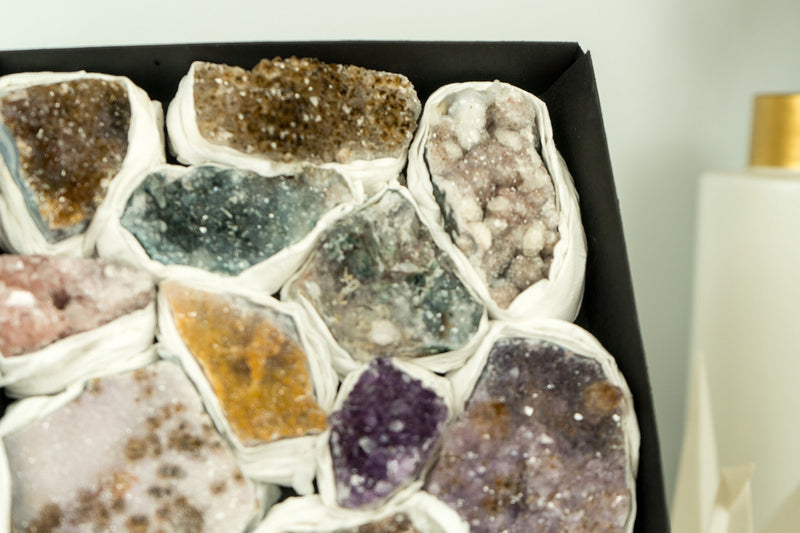 Flat Box of Rare Amethyst Clusters, Display Amethyst Crystal Flat, Wholesale Bulk Lot