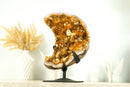 Fabulous Natural Citrine Cluster with Flower Rosette and Calcite, cut in a Moon Format - 6.6 Kg - 14.6 lb - E2D Crystals & Minerals
