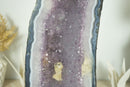 Paar große blaue Spitzenachate mit Lavendel-Amethyst-Drusengeode-Kathedralen