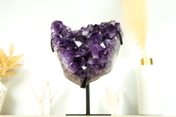 Large Amethyst Cluster with AAA Saturated Deep Purple Amethyst Druzy Points