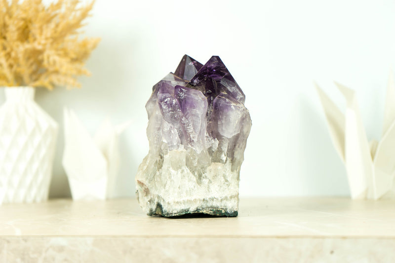 Tief und satt violetter Amethyst-Cluster mit XL-Traubengelee-Amethyst-Druzy