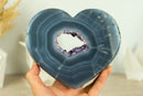 Gorgeous Blue Lace Agate Heart with Deep Purple Amethyst Druzy, Double-Sided