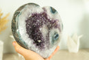 Rare Agate Heart with Shiny Deep Purple Amethyst Druzy