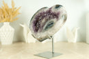 Rare Agate Heart with Shiny Deep Purple Amethyst Druzy