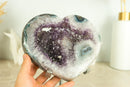 Rare Agate Heart with Shiny Deep Purple Amethyst Druzy