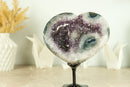 Rare Agate Heart with Shiny Deep Purple Amethyst Druzy