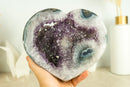 Rare Agate Heart with Shiny Deep Purple Amethyst Druzy