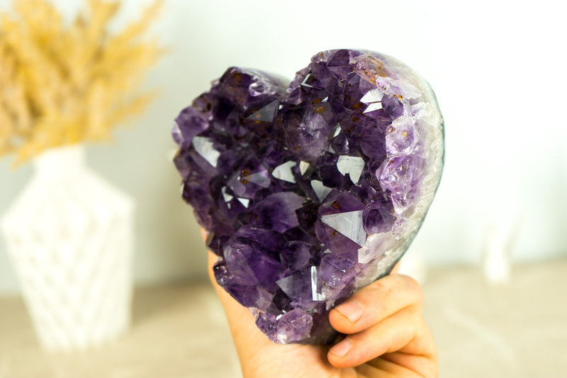 AAA Amethyst Druzy Heart of Super Extra Quality, Deep Purple